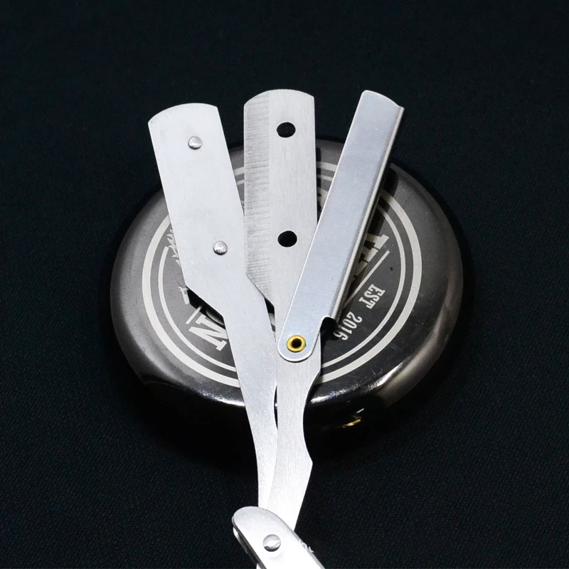 Профессиональная ручная серебряная бритва с прямыми краями из нержавеющей стали, острая парикмахерская бритва, складной триммер для бритья, резак для бороды