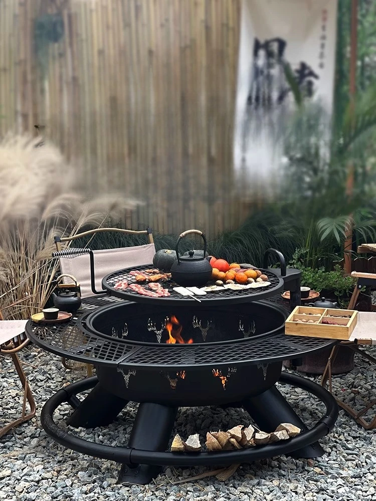 

Outdoor Artisan BBQ Grill Household Garden Outdoor Fireplace Tea Boiler