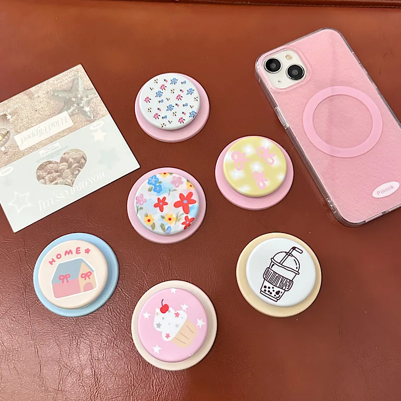 

Ins Small Fresh Floral Is Suitable For Magsafe Mobile Phone Magnetic Lazy Frosted Bracket Airbag Telescopic Adsorption.