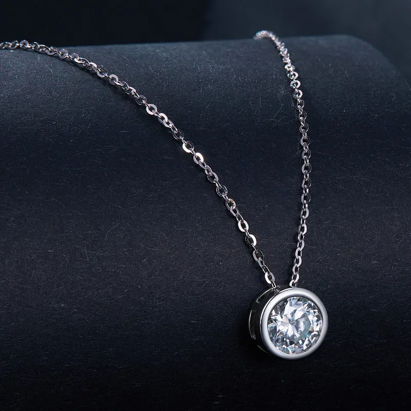 Bamoer U Moissanite Necklace 925 Sterling Silver Unique Bezel Setting Design Certified Necklace Fine Jewelry D Color VVS1