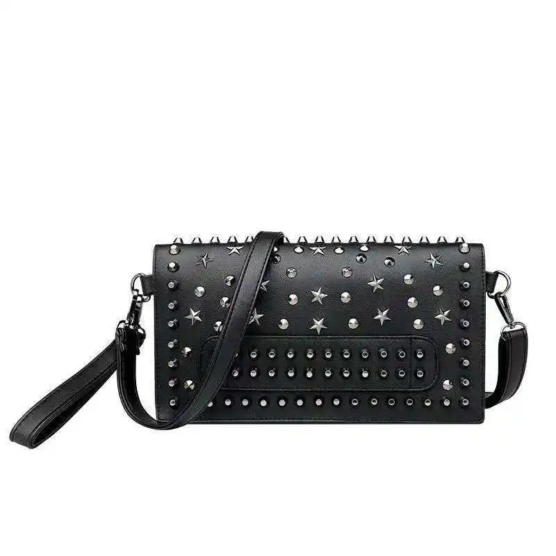 

2026 Fashionable and unique metal stud crossbody shoulder bag versatile and eye-catching handbag for women