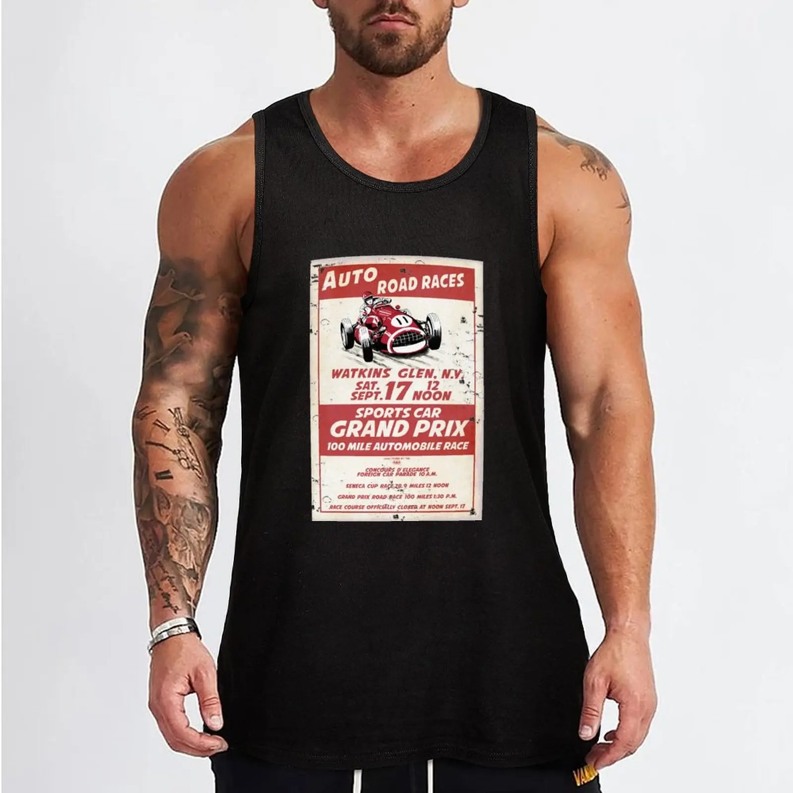 Watkins Glen Auto Road Races Tank Top Short sleeve gym shirt man sleeveless tshirts for men