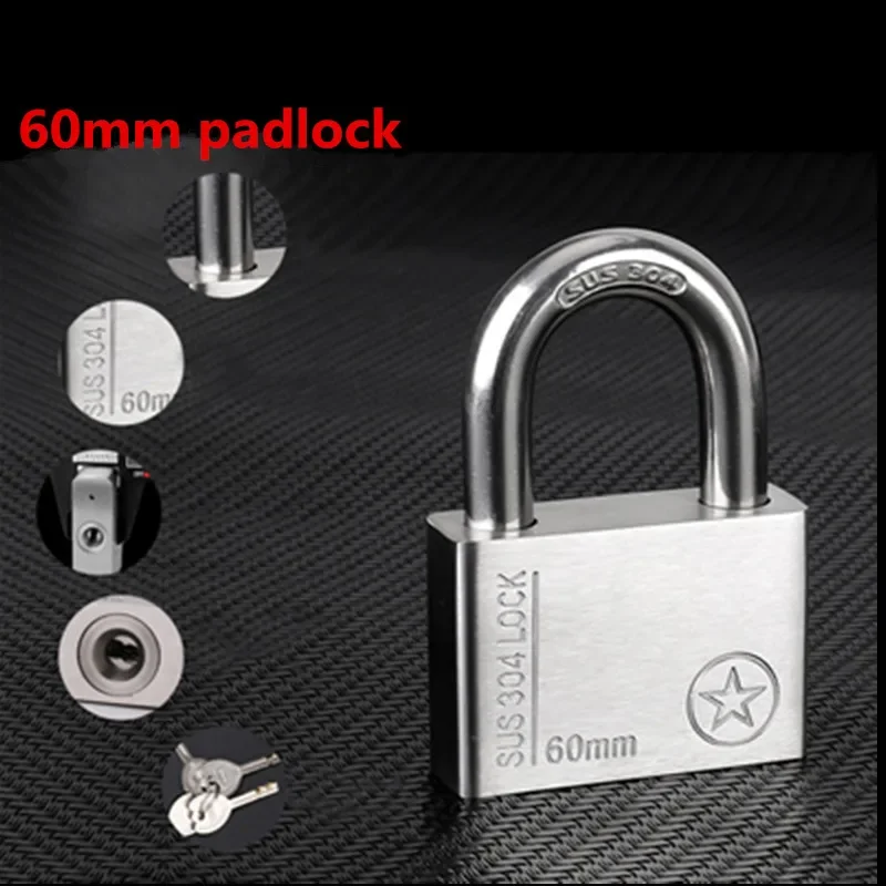 304 Stainless Steel Padlock Cabinet Outdoor Lock Head Furniture Lock Waterproof Rust-Proof Door Lock same key with 4 keys
