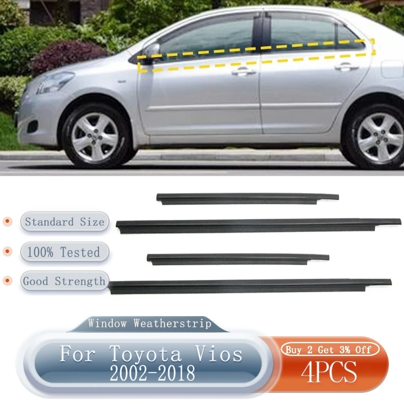

For Toyota Vios 2002-2018 Window Weatherstrips Side Door Glass Moulding Rubber Trim Seal Belts Trim Exterior Auto Seals