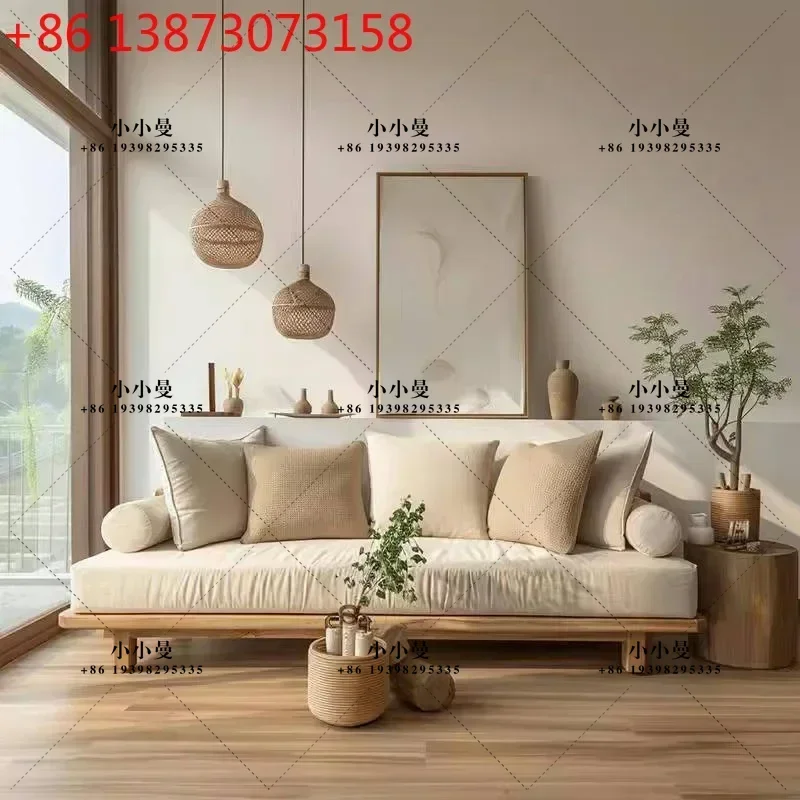 All-solid wood living room lounge casual vintage distressed fabric fabric removable and washable sofa