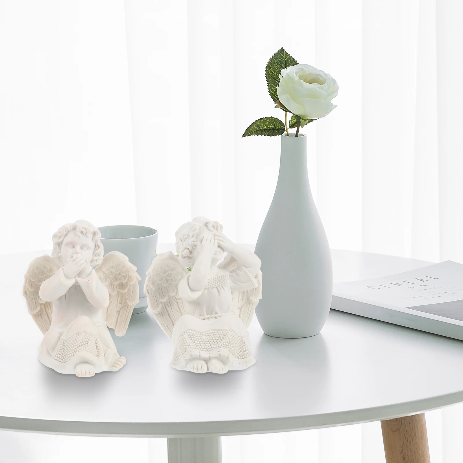 

3Pcs Angel Artwork Resin Ornament Lovely Shape Home Decor Craft Accessory Desktop Decoration for Living Room Bedroom Office