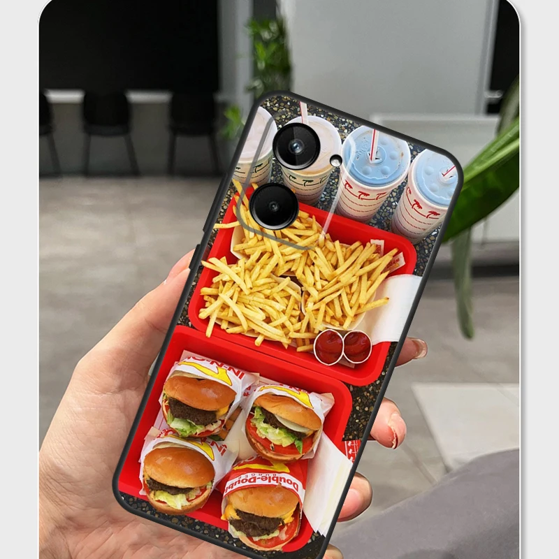 French Fries Burger Pizza For Realme 8 9 10 Pro Plus GT Neo 5 3 3T 2T C21Y C25Y C31 C25 C30 C21 C11 C35 C55 C33 Case