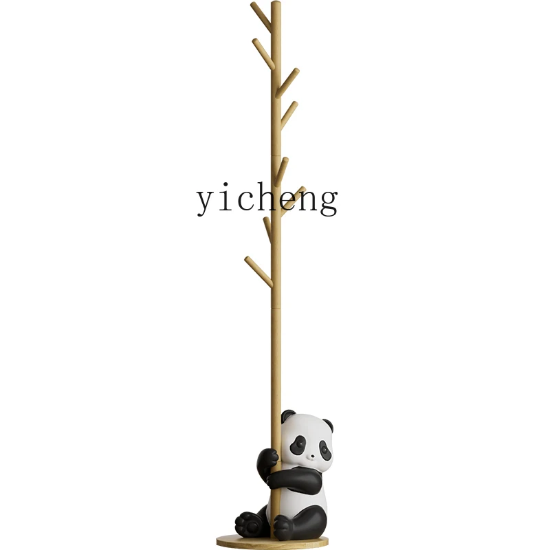 ZK Panda Corner Coat Rack Floor Ornaments Living Room Sofa next to Bedroom Solid Wood Hanger Home