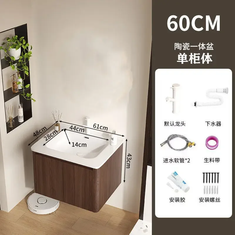 Arc rounded corner bathroom cabinet combination ceramic integrated basin hand washbasin cabinet