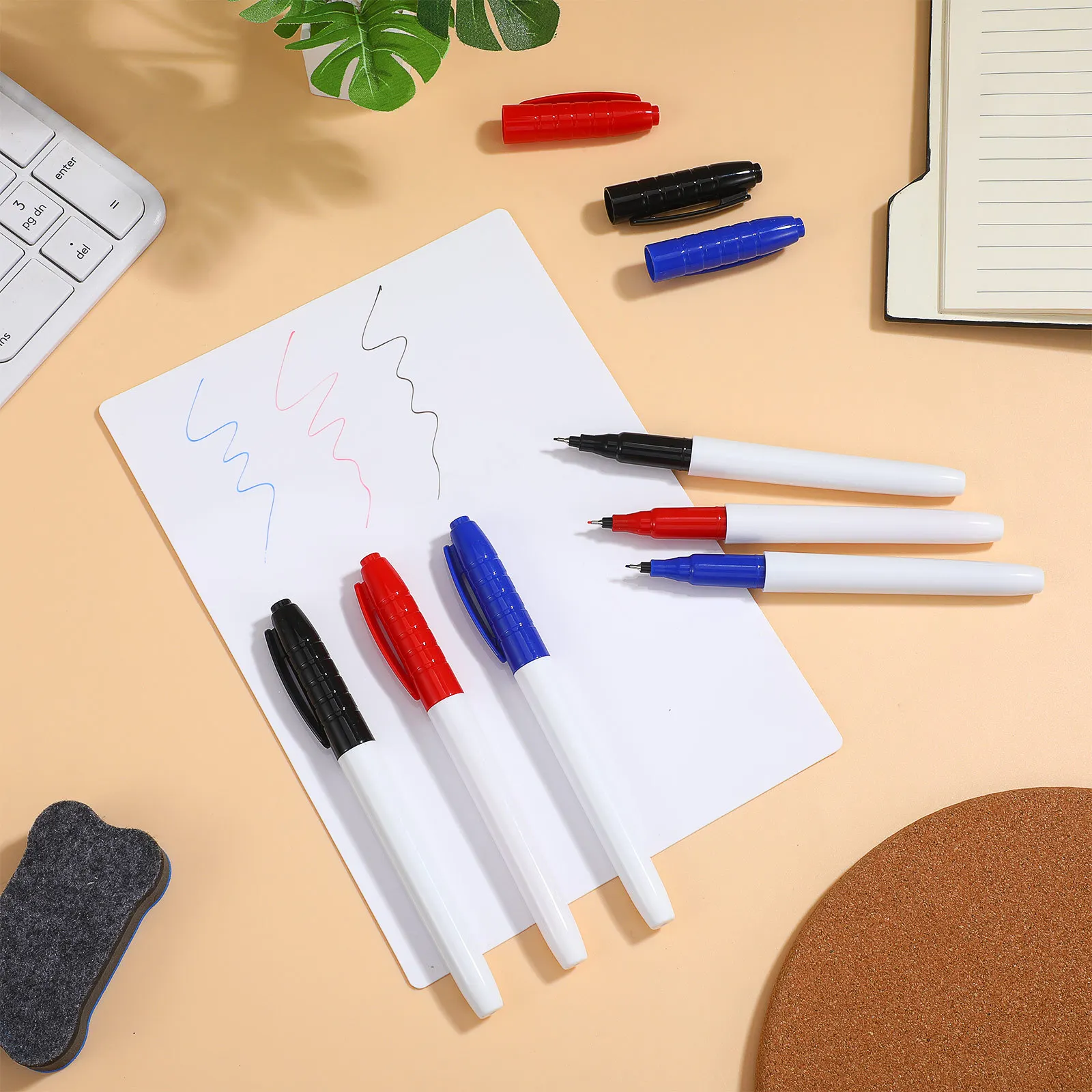 6Pcs Whiteboard Markers Erasable Dry Erase Markers Fine Tip for Office Classroom Portable Multi Function Use Painting Pens