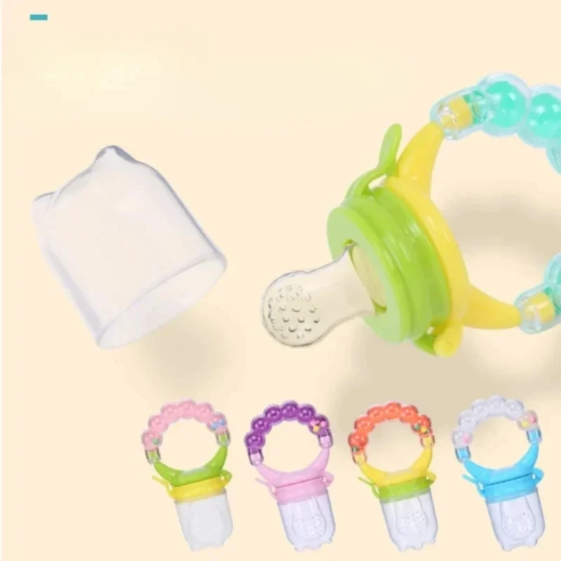 1/2Pcs Baby Food Nibbler Feeding Spoon Bell Ring Juice Extractor Pacifier Chew Silicone Gum Fruit Vegetable Bite