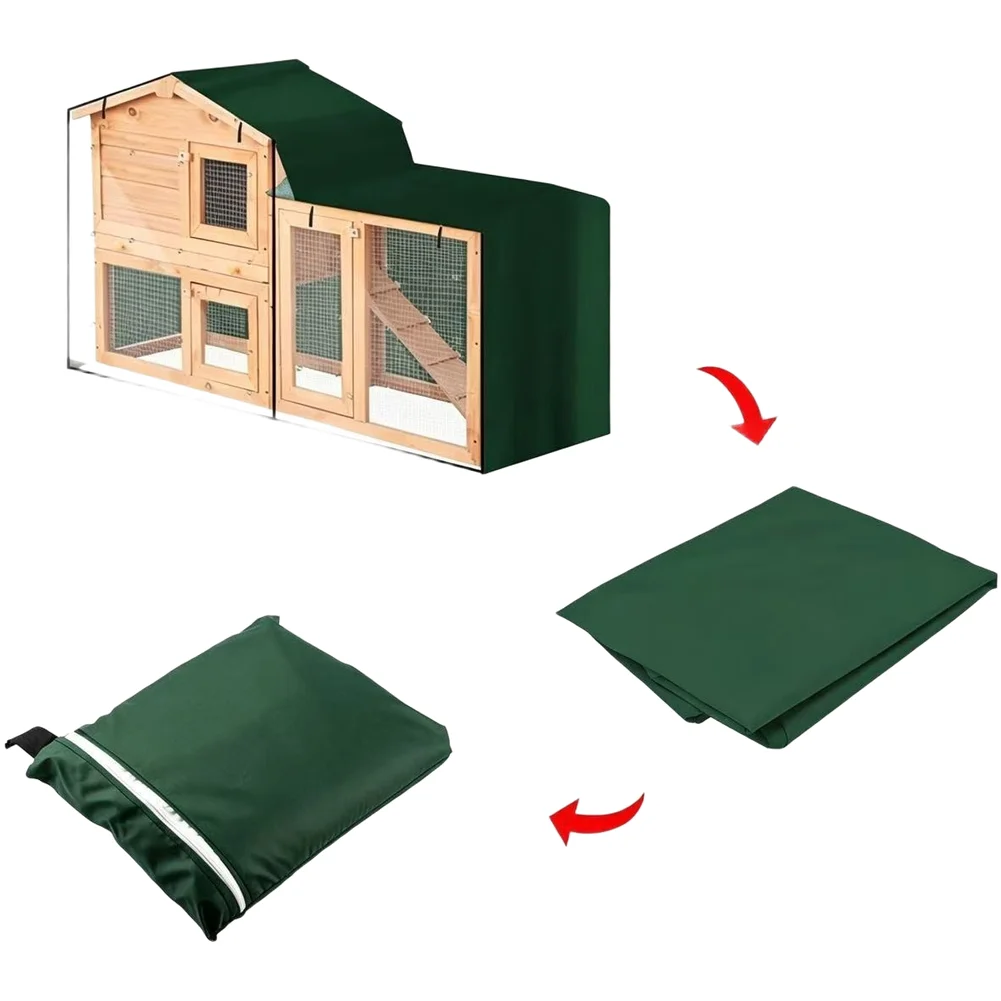Waterproof Triangle Rabbit Hutch Dust Cover with Ventilated Airflow Sections and Transparent Observation Areas