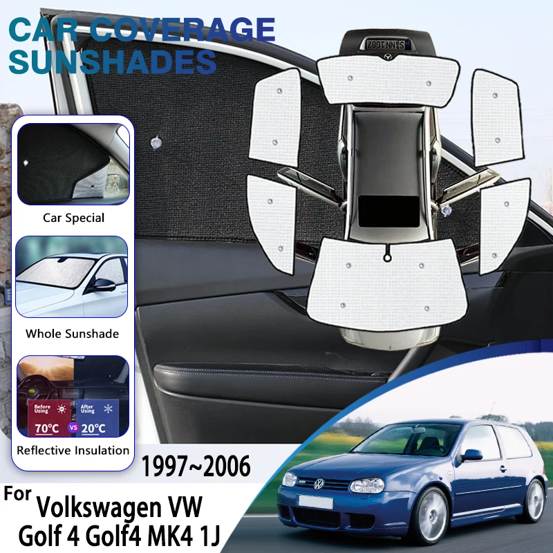 

Full Covers Sunshades For Volkswagen VW Golf 4 Golf4 MK4 1J 1997~2006 Car Anti-UV Protection Window Sunshades Covers Accessories