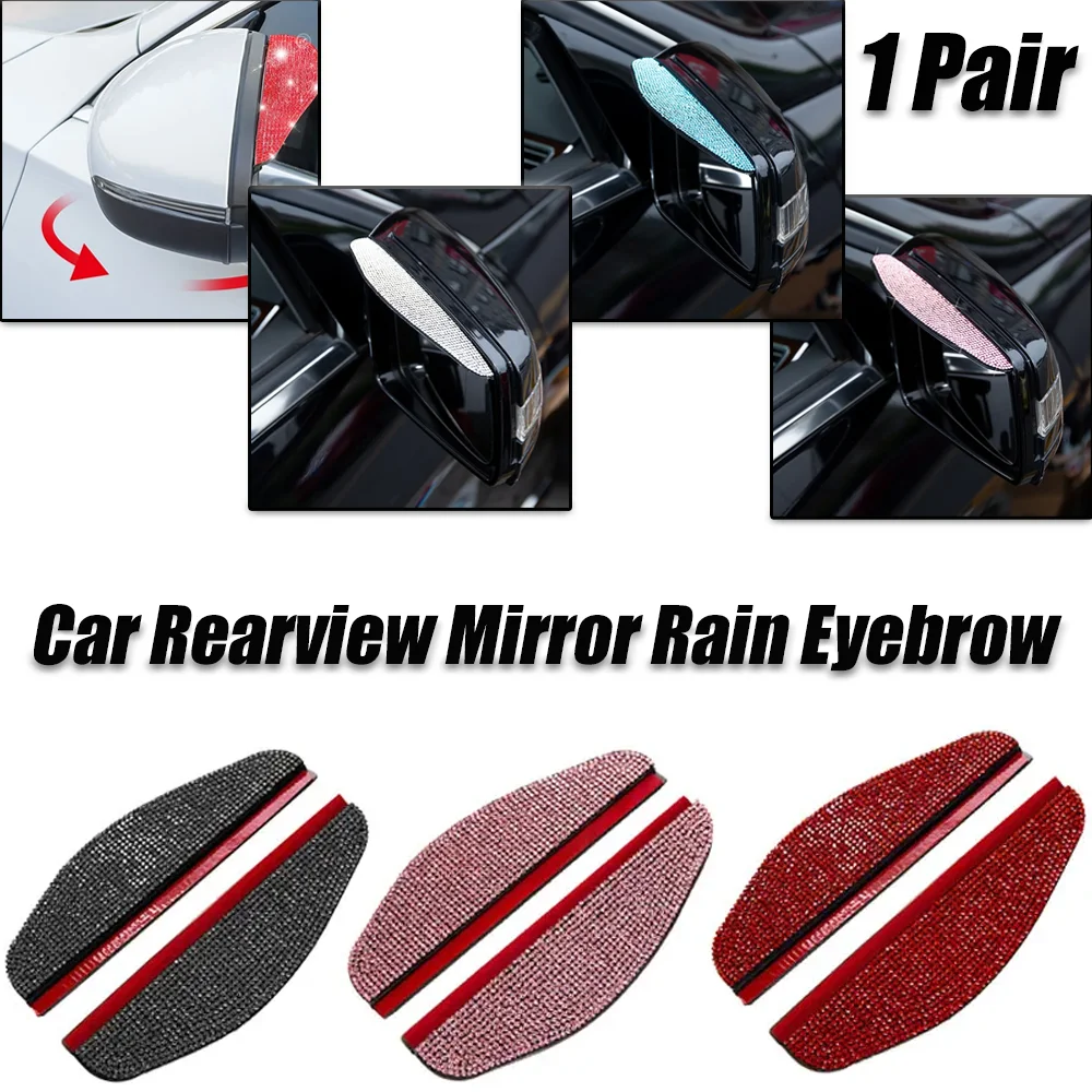 

Car Rearview Mirror Rain Eyebrow Creative Diamond Studded Car Side Rearview Mirror Sun Visor Shade Rain Shield Auto Accessories