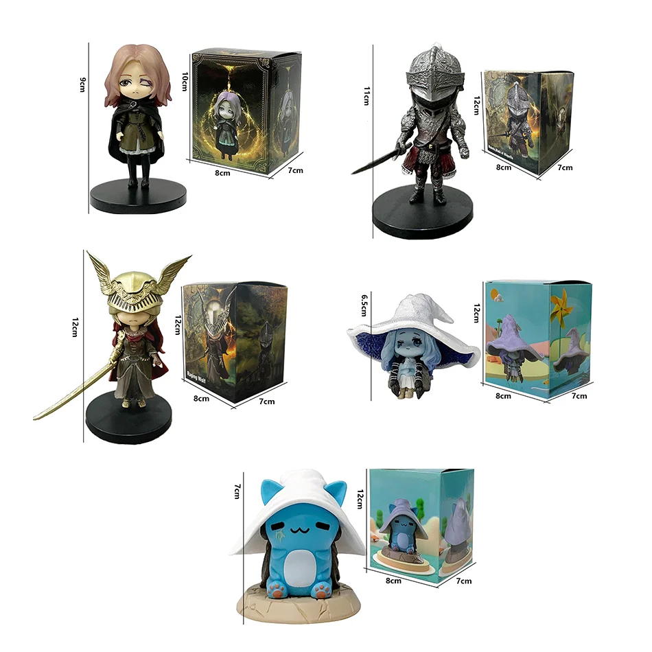 Elden Ring Gaming Action Figure, Bonecas de PVC, Enfeites Mágicos, Versão Q, Mini, Rana, Gato, Melina Malenia, O Meio Lobo, Lani, Novo