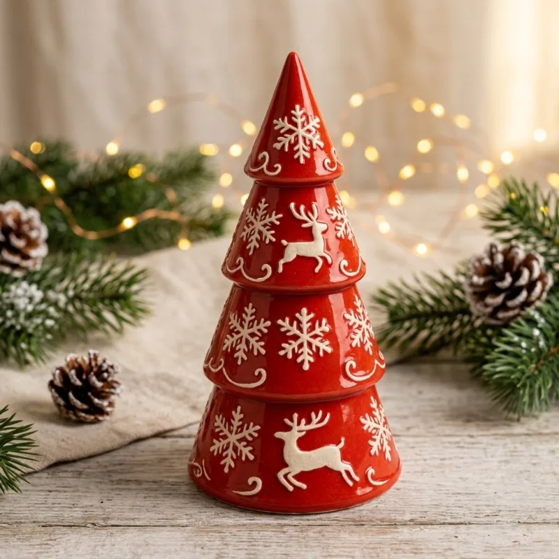 New Christmas Tree Candle Holder Three-Layer Detachable Christmas Tree Resin Ornament Home Desktop Decoration Craft