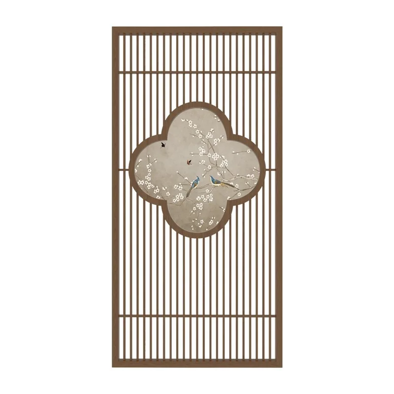 

Home screen partition living room new Chinese solid wood grille home tea room hotel lobby entrance Dingtian