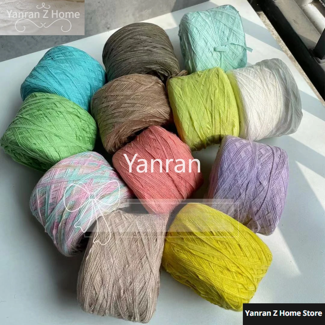 

Mesh Flat Ribbon KnittingYarn Thread Crochet Featured Woolen Ball Doll Hairpin Strap Cotton Yarn Hand Mixed Thread Decoration