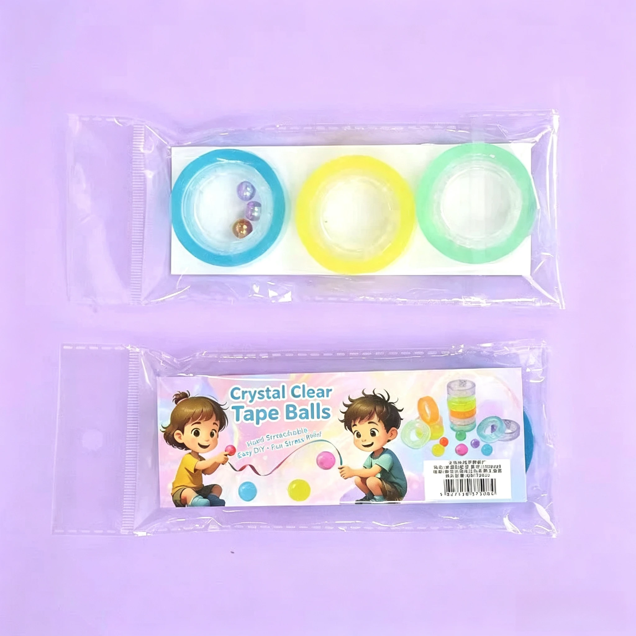 3 Rolls of Sticky Ball Tape, Rolling Tape,Candy Color Decompression Tape Colored Tapes Roll Tape Decompression Sticky Ball