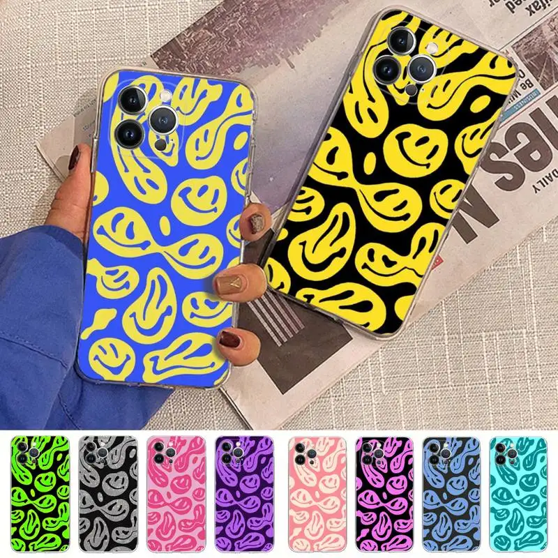 Aesthetic Smiley Face Phone Case Silicone Soft for iphone 14 13 12 11 Pro Mini XS MAX 8 7 6 Plus X XS XR Cover