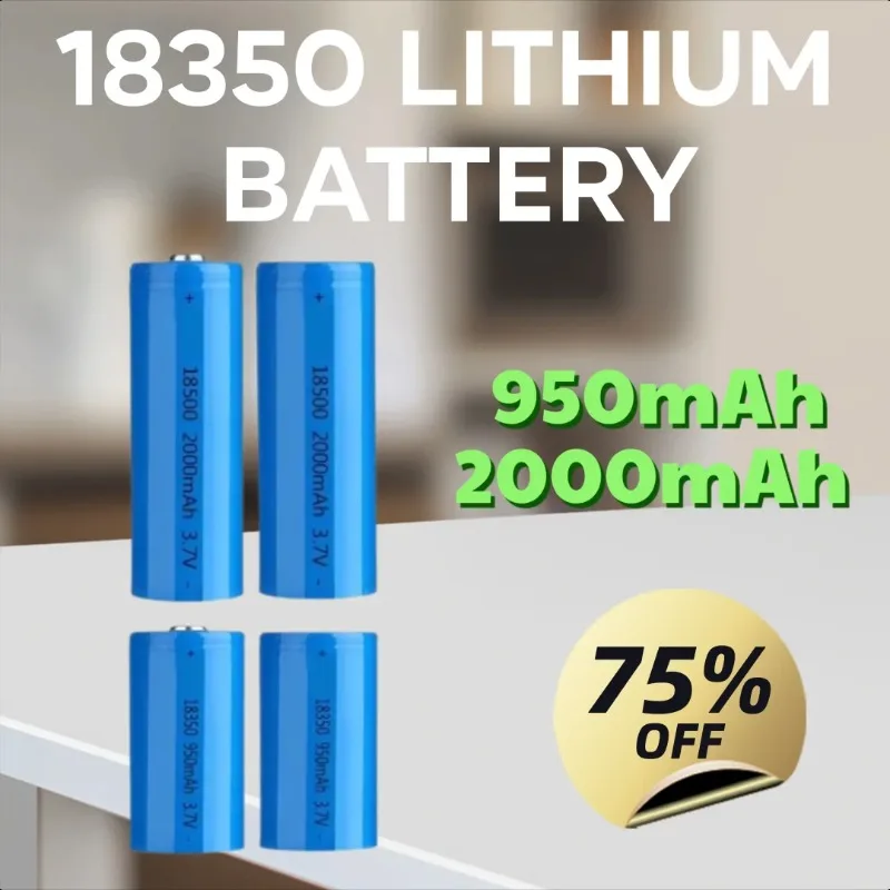 

950/2000mAh 18350 3.7V for Strong Light Flashlight Laser Pointer Rechargeable Lithium Battery