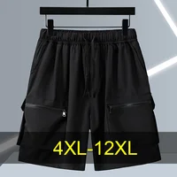 Pantalones cortos Cargo de verano para hombre, pantalones cortos de talla grande 12XL, pantalones cortos informales a la moda, pantalones cortos de cintura elástica de verano para hombre, talla grande 12XL