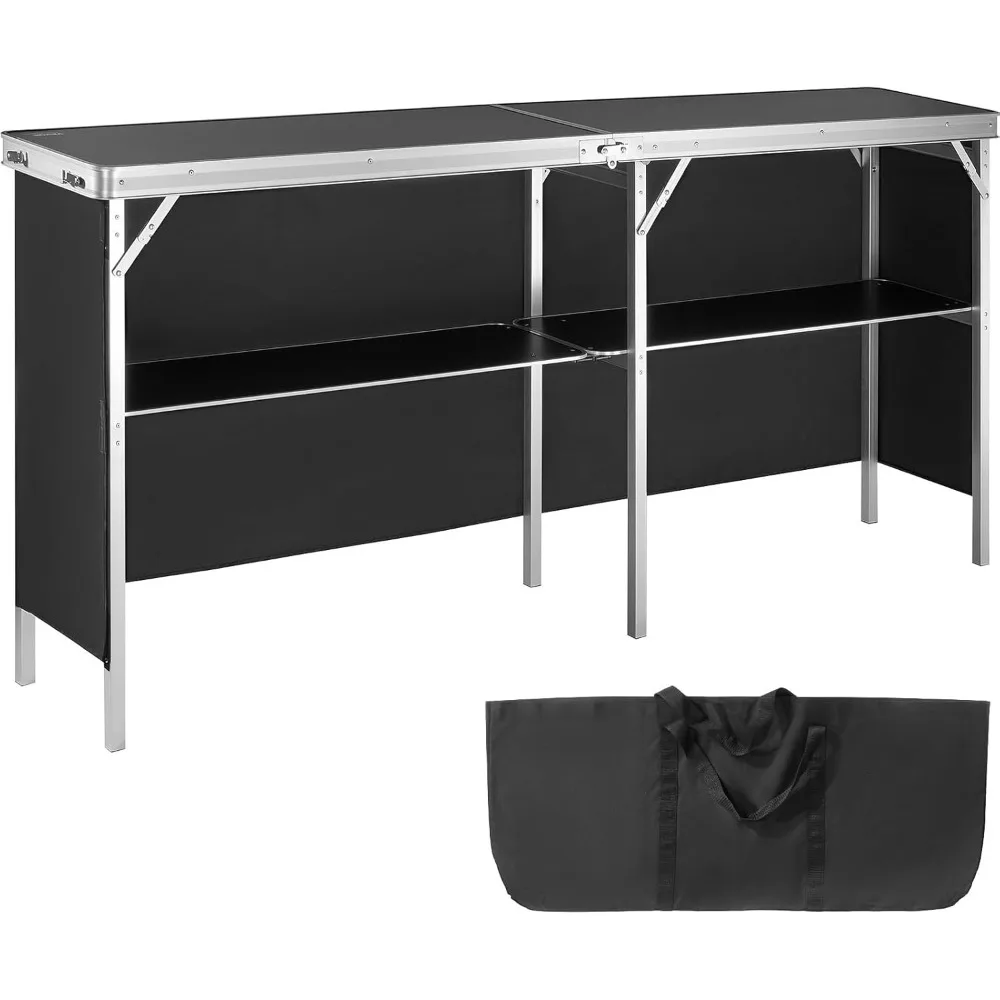 

Extra Long Folding Portable Bar Tradeshow Podium Table for Indoor, Outdoor, Party, Picnic, Exhibition, Includes Carrying Case,