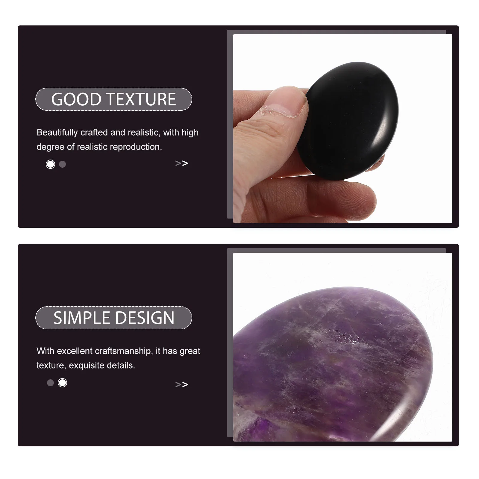 

2Pcs Crystal Stone Desktop Ornament Oval Shape Craft Decorative Natural Crystal Office Home Bedroom Stress Relief