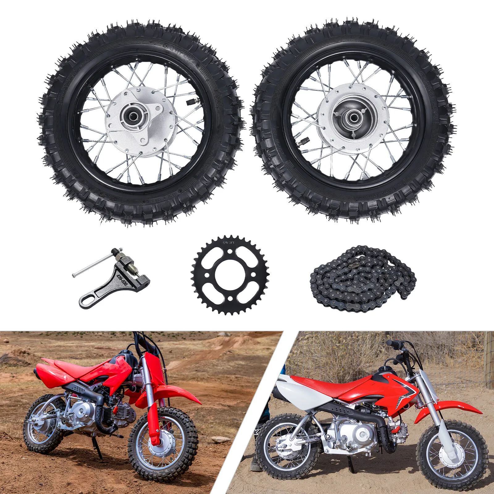 

For Honda CRF50 XR50 BBR KLX 2.50-10 Front Rear Tire Rim Wheel Wear-resistant US
