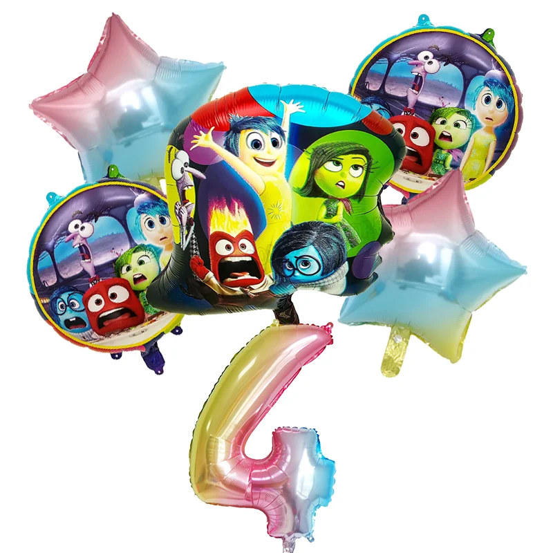 Inside Out Numbers Ballons Joy Anger Figure Birthday Balloons Party Decoration Baby Shower Ornaments Anime Room Decor Kids Gifts