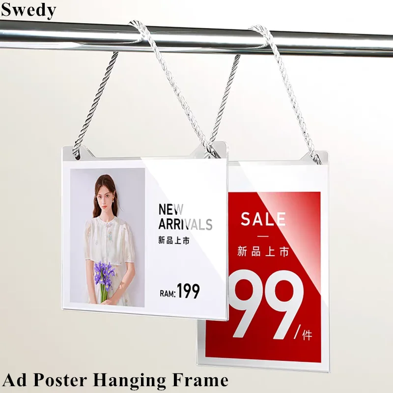 3 Pieces A4 210X297MM POP Billboard Hanging Price Label Poster Frame Clothing Store Acrylic Price Ad Display Sign Holder