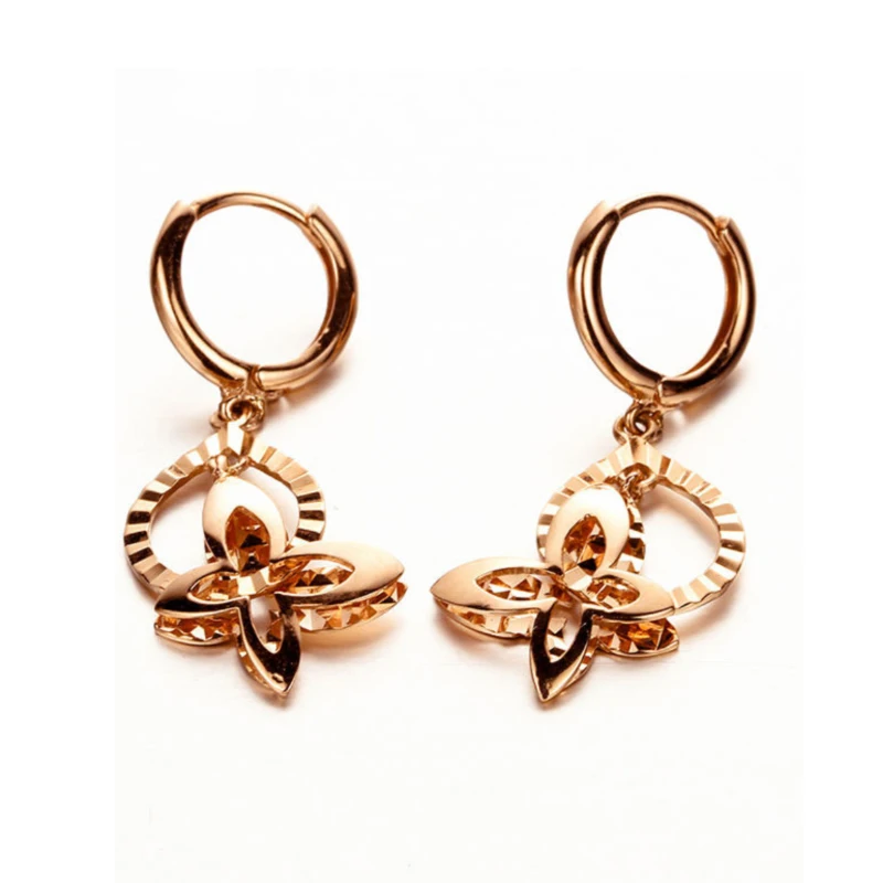 585 Purple Gold Earings Plated 14K Rose Gold Sweet Series Butterfly Earrings for women Classic Hollow Out Design Banquet Jewelry