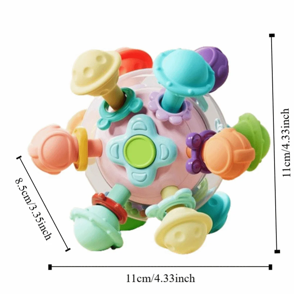 Giocattoli per sonagli per bambini per uso alimentare Giocattolo per bambini multi-sensoriale senza piombo colorato Giocattoli da masticare sensoriali durevoli di sicurezza per bambini 3-18 mesi