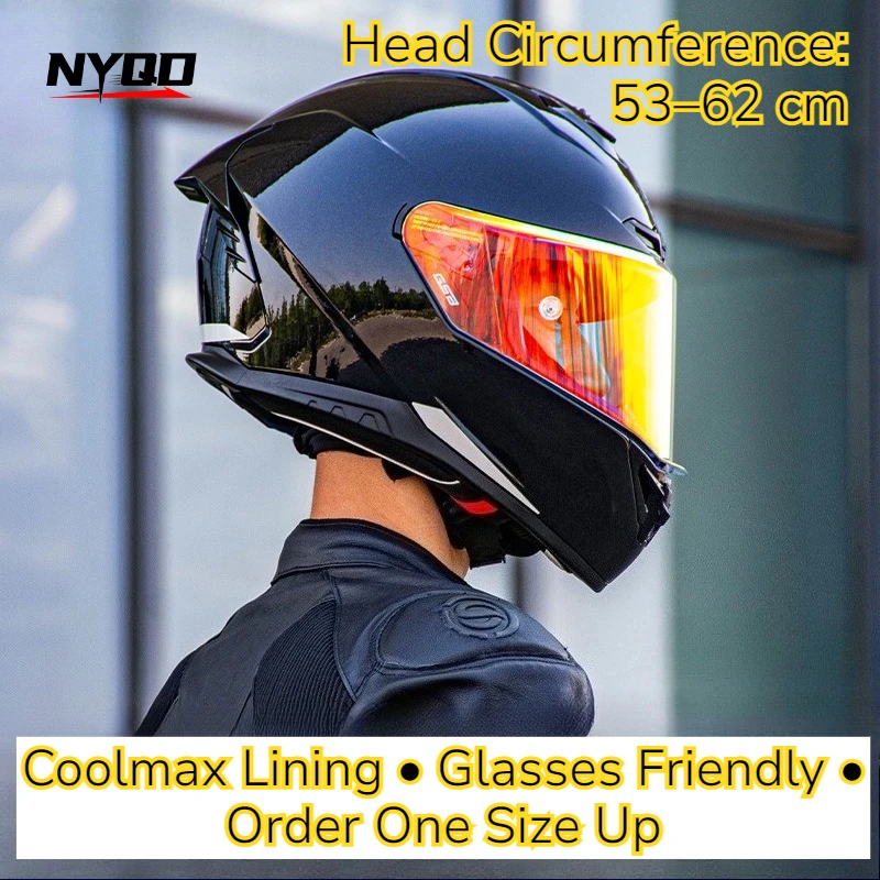 

Motorcycle Full Face Helmet with Bluetooth Speaker Slots, Unisex Men Women Moto Riding Gear