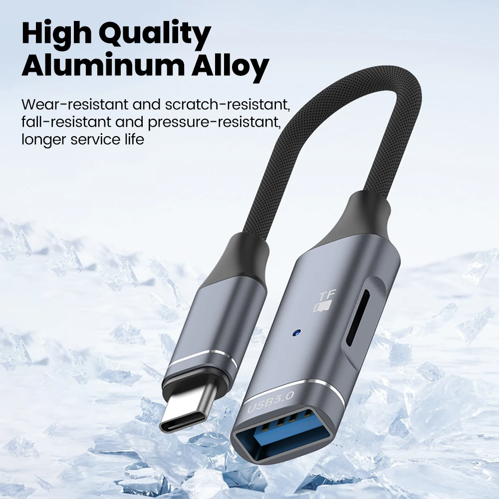 Elough 2 في 1 نوع c إلى USB3.0 OTG محول قارئ بطاقات الهاتف المحمول آيفون 1516 سامسونج قارئ بطاقات TF عالي السرعة #6