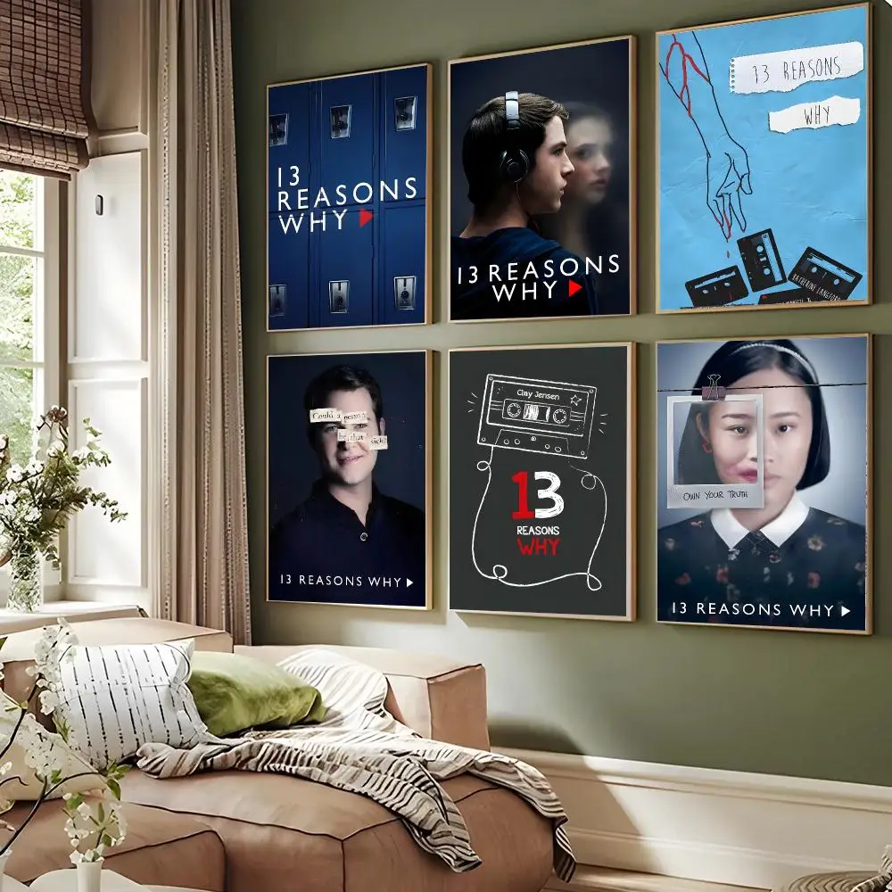 Mystery TV Series 13 R-Reasons Why Poster Self-adhesive Advanced Aesthetic Printing Paper Wall Art For Living Room Home Decor