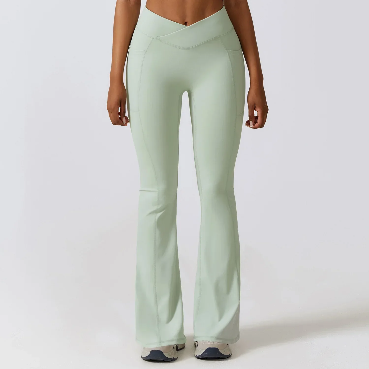 Leggings da donna pantaloni da yoga slim da donna pantaloni a gamba larga a vita alta pantaloni sportivi a zampa d'elefante fondo traspirante ad asciugatura rapida Pantaloni fitness