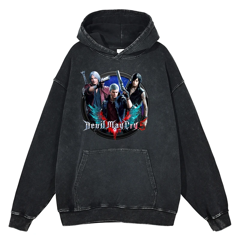 Game Devil May Cry 5 Graphic Printed Hoodies Vintage Cotton Gothic Harajuku Clothes Autumn Men Oversize Streetwear Sweatshirts