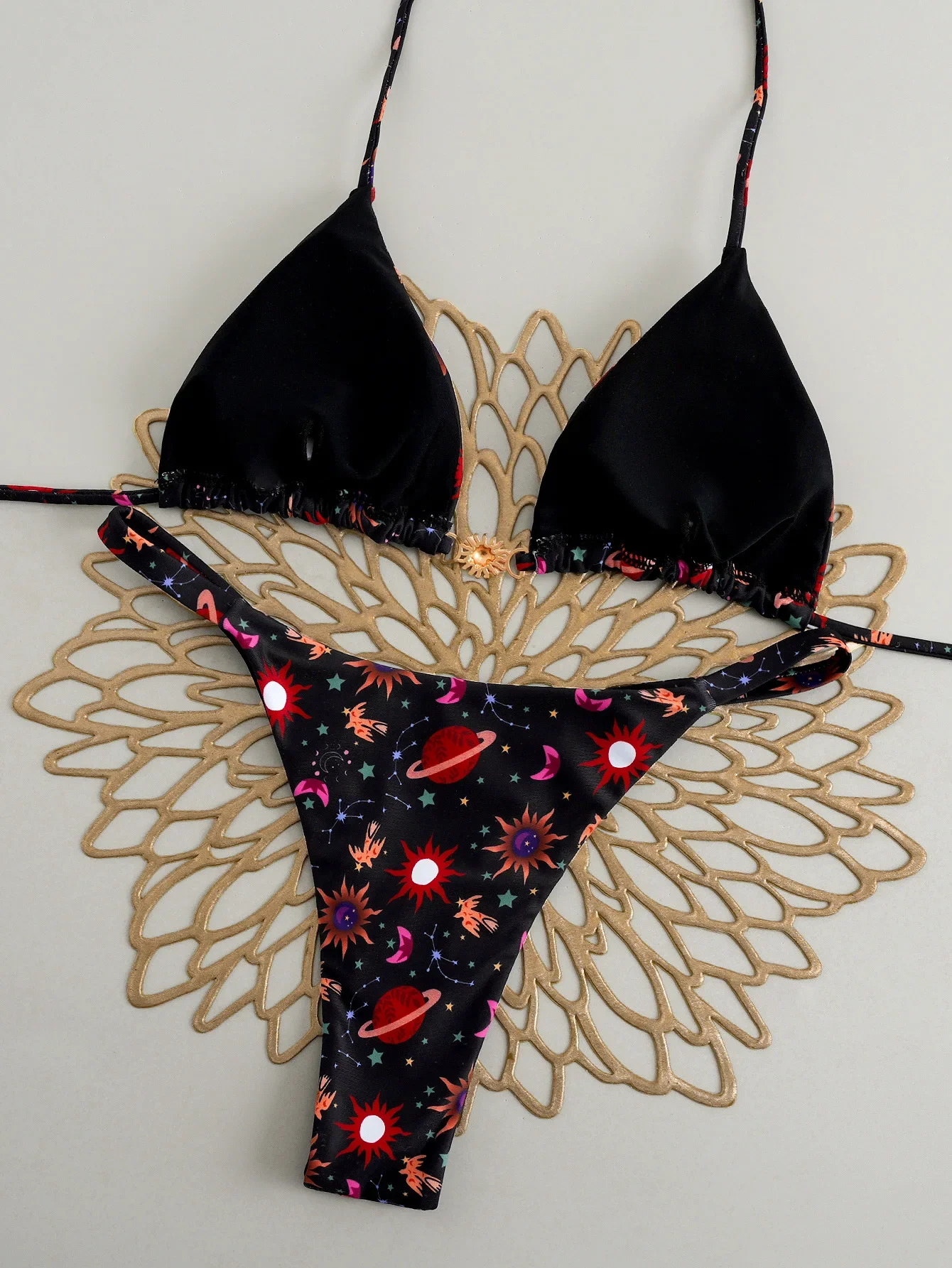 Thong Bikinis 2026 Trikini Printed Padded Swimsuit Women Sexy Brazilian Swimwear Female Bathers Bathing Swimming Swim Suit