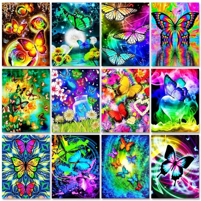 

GATYZTORY 60x75cm Painting By Numbers For Adults Kids Colorful Butterfly Diy Crafts Home Decors Picture Paint Flower Landscape