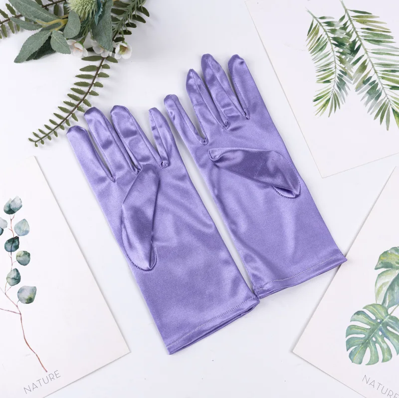 Kurze Satin-Handschuhe für Damen, elegantes Temperament, Prinzessin, Hochzeit, Braut, mehrfarbige Handschuhe, Bühnenaufführung, Abendessen-Zubehör – Detail 16