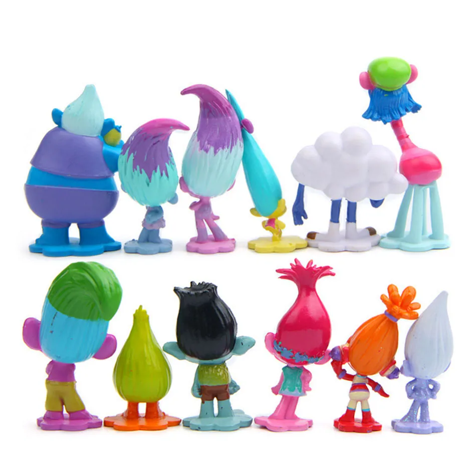 18PCS Trolls Branch Critter Skitter Figure Cool Cute Kawaii Anime Figure Toy Doll Model Decoration For Kid Birthday Gifts