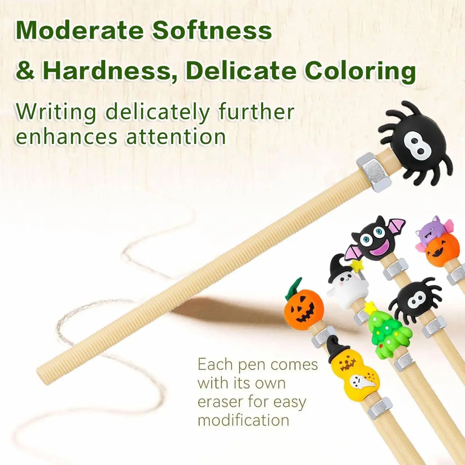 

Карандаш для взрослых, деревянный карандаш для Хэллоуина, Непоседа с гайкой, бесшумный сенсорный инструмент, учебные принадлежности для особых образования