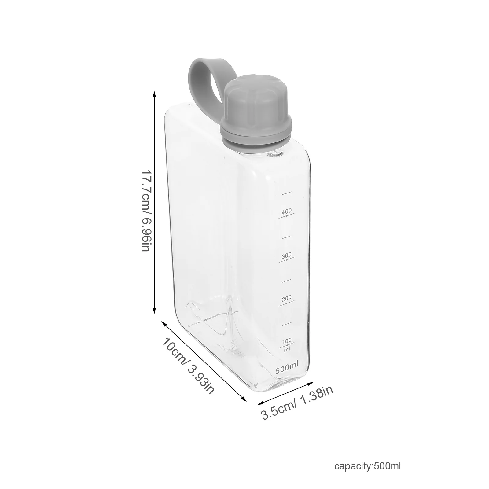 زجاجة مياه مسطحة للسفر 500 مل قارورة بلاستيكية قابلة لإعادة الاستخدام مانعة للتسرب زجاجة رفيعة محمولة لحقائب اليد وصالة الألعاب الرياضية واللياقة البدنية والتخييم في الهواء الطلق