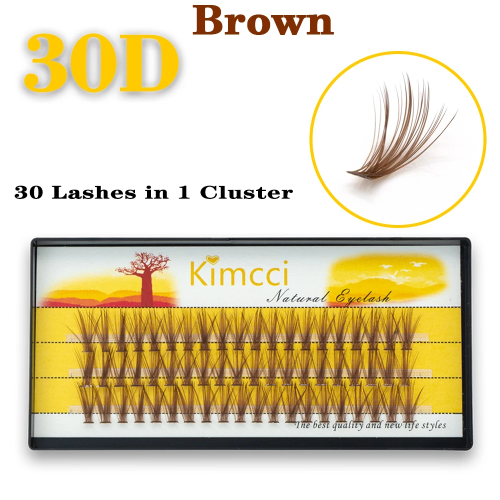 BROWN 60 Bundles Mink Eyelash Extension Natural 3D Russian Volume Faux Eyelashes Individual 30D Cluster Lashes Makeup Cilia