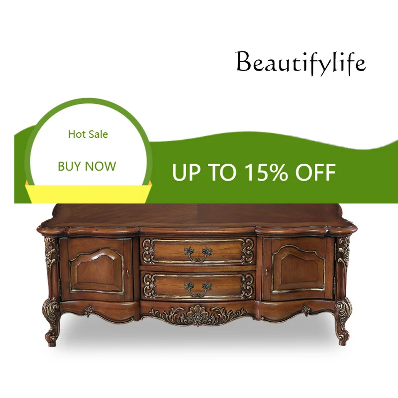 

American High-end Retro Coffee Table Carved Solid Wood Coffee Table French Coffee Table Living Room Furniture X