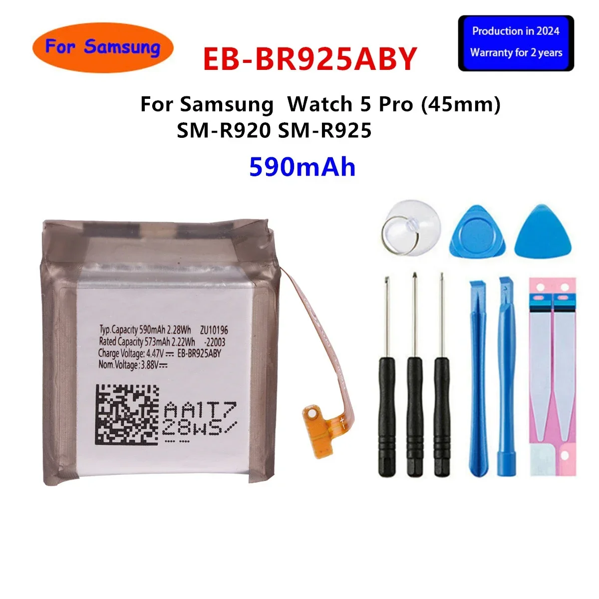 

Brand New EB-BR925ABY 590mAh Battery For Samsung Galaxy Watch 5 Pro 45mm SM-R920 SM-R925 Smart Watch Batteries +Tools