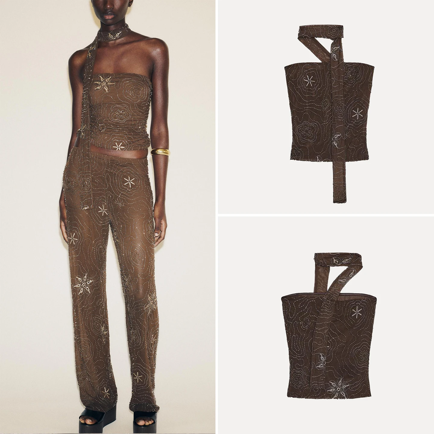 

Модный тонкий шарф из бисера, универсальный женский топ Personali ZA, осень 202, Новое поступление, повседневная одежда из полиэфирного волокна