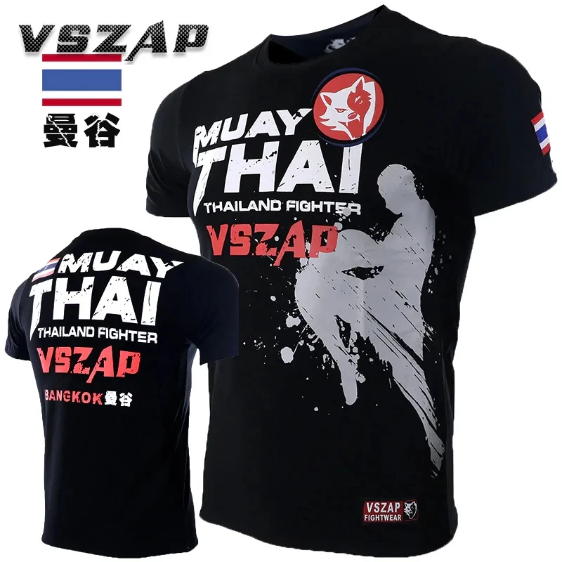 Men\'s Muay Thai T Shirt Sports Running T Shirt Men\'s Gym Fitness MMA Training Shirts Dry Fit Sportswear Boxing Quick Dry