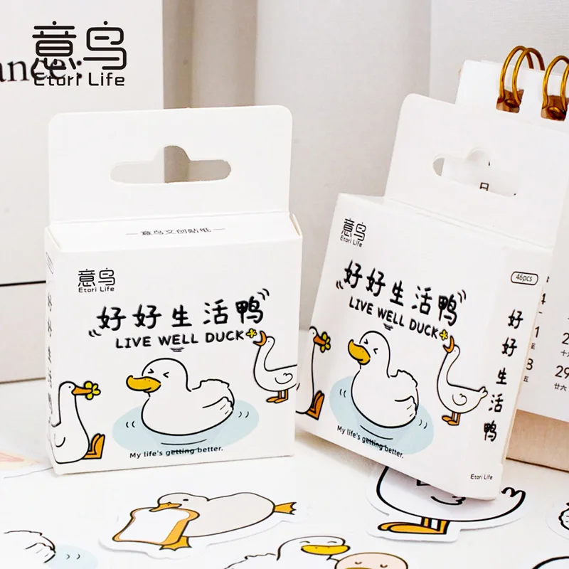 Live Well Duck Box Set Stickers Journal Album Decoration Sealing Self Adhesive for Scrapbook Craft Supply